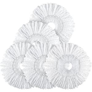 Spin Mop Replacement Head 5 Pack Magic Mop Refill for Hurricane 360 Systems, Microfiber Spin Mop Head, Round Shape Standard Universal Size