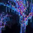 iBaycon 20 Tubes 640 LED Meteor Shower Rain Lights, 15.7 inches Cascading Icicle Lights Waterproof Outdoor, Connectable Falling Raindrop Light with Timer for Holiday Party Christmas Decorations (Blue)