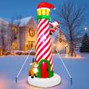 Lulu Home 10FT Christmas Inflatable Decoration, Giant Lighted Lighthouse Blowups with Santa and Reindeer, Air-Blown Ornaments with Storage Bags for Xmas Winter Yard Lawn Garden Outdoor Decor