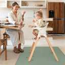 Blissful Diary Baby Splat Mat for Under High Chair, 50.4 x 50.4 Inch Wipeable Splash Mat, Waterproof and Washable, Anti-Slip Floor Protector, Sage Green