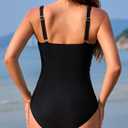 TASHEHE Women's One Piece Swimsuit Sexy Push Up Underwire Bathing Suit Ruched High Waisted Tummy Control Swimwear (L)