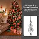 NOLITOY Spherical Christmas Tree Topper Ornaments, 9 Inch Plastic Glitter Finals Tree Topper Decorative Ornament Holiday Indoor Suitable for Home Party Decoration, Silver