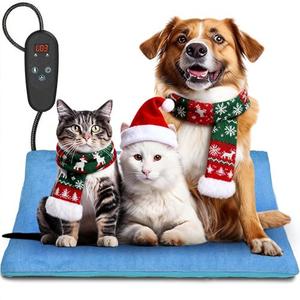 PETNF Pet Heating Pad Temperature Adjustment Anti-bite Puppy with Timer Cat Heating Pad Indoor Waterproof Pet Warming Pad Electric Heated Bed Mat Dog