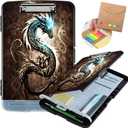 Clipboard with Storage,Heavy Duty Plastic Storage Clipboard with Low Profile Clip,Teacher Must Haves,Office Supplies,Dragon