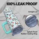 40 oz Tumbler With Handle and Straw, Stainless Steel Insulated Penguin Tumbler, Reusable Coffee Mug With Leak Proof Lid, Gifts for Women (Blue)