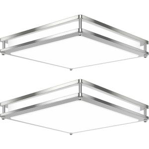 13 Inch Dimmable Square LED Ceiling Lights, 2-Pack 36W Brushed Nickel Flush Mount Light Fixtures, 3200LM Super Bright 2700K-6500K Adjustable Modern Ceiling Lamps for Bedroom Kitchen Bathroom Hallway