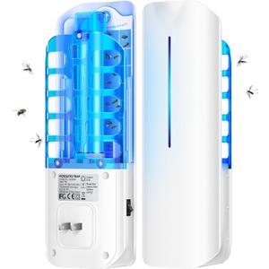 Flying Insect Trap Plug in Mosquito Bug Zapper Indoor Gnat Moth Catcher with 9W Night UV Light, 10 Sticky Glue Board Refills for Home Office White