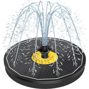 Solar Bird Bath Fountains,3.5W Glass Panel Solar Fountain Pump for Bird Bath No Battery,Solar Water Fountain Outdoor With 4 Fixed Pipes 7 Nozzles(Black)