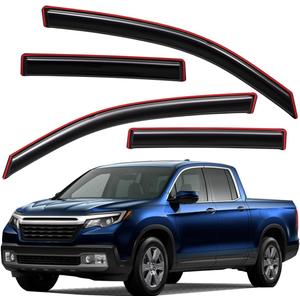 Lightronic Extra Durable Clip-on in-Channel Auto Vent Window Visor, Fits 2017-2025 Honda Ridgeline Crew Cab, UV Protection Rain Guard, Original Wind Deflector, No-Drill Install, Dark Smoke, 4-Pcs