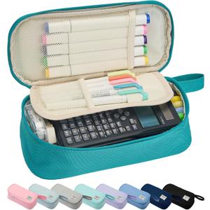 SPACEMATE Pencil Case Pouch Box Bag School Supplies Girls Boys Kids, Cute Preppy Stuff Large Big Capacity Aesthetic Pen Organizer, Back to College Stationary, Teal, Standard Stlye, 1800ml