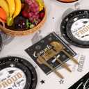 Graduation Party Supplies Decorations Serve 50, 2026 Graduation Party Plates and Napkins Set, Black Gold Disposable Paper Plates Napkin for College High School Graduation Congrats Grad Party Supplies