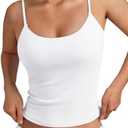 Trendy Queen Womens Spaghetti Strap Tank Top Summer Double Lined Workout Camisole Going Out Cute Tops Y2k Teen Girl Basic M