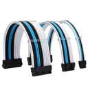 Sleeve Extension Power Supply Cable Kit 18AWG ATX 24P+ EPS 8-P+PCI-E8-P with Combs for PSU to Motherboard/GPU Fm-NCK3 (White Black Sky Blue)