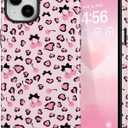 DEFBSC Case for iPhone 13/iPhone 14, Cute Pink Bow Cherry Print Aesthetic Trendy Pattern for Women Girls Slim Durable Bumper Shockproof for iPhone 13/iPhone 14 Case, Tiny/Glossy
