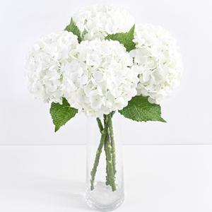 4 Pcs Real Touch Hydrangea Artificial Flowers, 21" White Full Faux Hydrangea Flowers Latex Fake Flowers for Home Decor Party Floral Arrangements Wedding Bouquets Centerpieces Outdoor Decor
