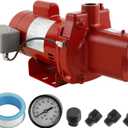 RJS-100-PREM Premium Cast Iron Shallow Well Jet Pump | 1 HP, 23 GPM, 115/230 Volt, for Home, Agriculture, Irrigation, 602208, Red