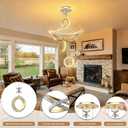Modern Gold LED Chandeliers, Dimmable Pendant Light Dining Room Light Fixtures Over Table with Remote Control Adjustable Modern Chandeliers with Crystal Flower for Kitchen Island Living Room Bedroom