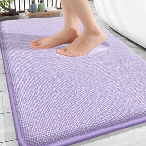 OLANLY Thick Memory Foam Bath Mat Rug 30x20, Extra Soft Absorbent Bathroom Rug, Quick Dry Bath Mats, Non-Slip, Machine Washable Carpet for Bathroom, Tub and Shower, Home Decor Accessories, Lavender
