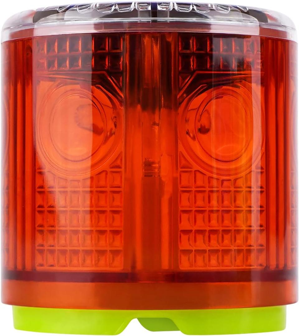 Aolyty Solar Strobe Warning Light Strong Magnetic Base Flashing Super Bright 360 Degree Automatically Turn On Waterproof for Construction Traffic Factory (Red)