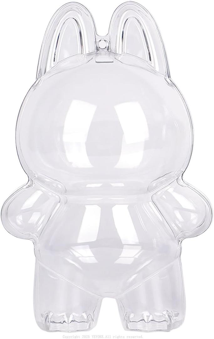 Protective Case Compatible with LABUBU Doll - Crystal-Clear Hard Display Box with Keychain & Dustproof Cover, Secure Backpack Hooks for Shelf/Outdoor Showcase (Doll Not Included)Standing