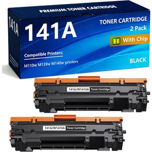 APRONE 141A Black Toner Cartridges 2 Pack (with Chip) Compatible for HP 141A W1410A 141X Toner Cartridge for M110w MFP M139w M140w Printer