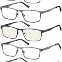 EYECEDAR 5-Pack Reading Glasses for Men Metal Frame Spring Hinges with Computer Readers 2.00 (5 Pairs Mix)