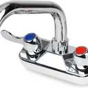 KWODE 4 Center Commercial Hand Sink Faucet with 6 Swivel Spout, Dual Lever Handles Utility Wall Mount Kitchen Sink Faucet for Bar,1/2 NPT Male Inlet, Brass Constructed, Chrome