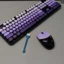 MOFII Wireless Keyboard and Mouse Combo, 2.4GHz Retro Typewriter Keyboard Full Size, Cute Wireless Mice, USB Dongle Plug and Play, for Laptop, PC, Desktop, Windows (Black Purple Gradient Color)