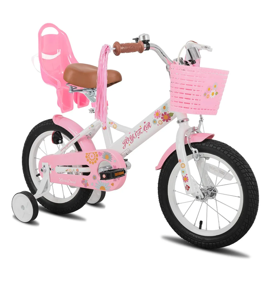 JOYSTAR Little Daisy Kids Bike for Girls Boys Ages 2-7 Years, 12 14 16 Inch Girls Bikes with Doll Bike Seat & Streamers, Boys Bike with Flag & Number Plate, Multiple Colors