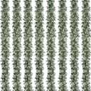 Dolicer 8 Packs 6FT Artificial Eucalyptus Garland, Faux Greenery Garland Hanging Fake Silver Dollar Eucalyptus Leaves Vines for Wedding Backdrop Arch Table Wall Party Home Decor