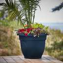 Bloem Ariana 21.5 in. L x 21.5 in. W x 17 in. H 44 qts. Navy Indoor/Outdoor Plastic Self-Watering Decorative Pot Planter AP2070
