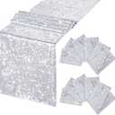 B-COOL Silver Sequin Table Runner Glitter Sparkly Table Runner 12 Packs 12x72 Inch for Dining Engagement Outdoor Wedding Party Birthday Holiday Decor