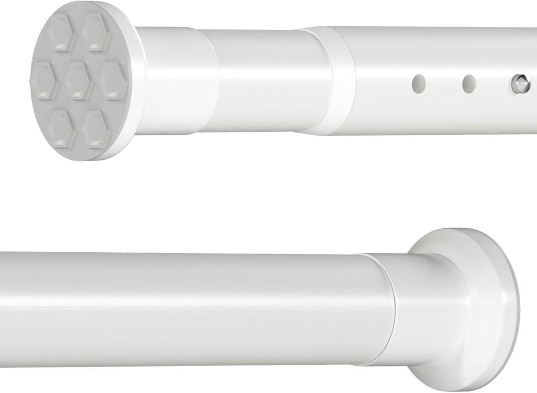 Oxdigi Tension Shower Doorway Curtain Rod/Adjustable 43.3-63 inches No Drilling Window Curtain Rod for Bethroom, Indoor Decor/Matt White