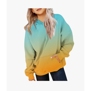 Oversized Hoodie Shirts Dressy Casual Long Sleeve Gradient Color Hooded Pullover Tops Loose, Large