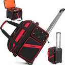 BOSSTIN Rolling DJ Cable Bag with Wheels, DJ Gig Bag Case for Equipment with 15.6" Laptop Compartment, Padded Detachable Dividers, Multi-Pocket Travel Storage for Music Gear & Accessories, Large