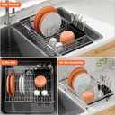 Expandable Over The Sink Dish Drainer Drying Rack In Stainless Steel Metal For Small Kitchen, Counter Space Saving Compact Above Plate Dryer Strainer, Adjustable Hanging Inside Sink Wire Drain Holder