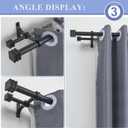 Double Curtain Rods with Aluminum Full Surround Brackets and Cube Box Finials,Matte Black Curtain Rods for Windows 72 to 144 inch,1'' Front and 5/8''Back Adjustable Double Drapery Rods