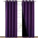 NICETOWN 100% Blackout Curtains with Black Liner Backing, Thermal Insulated Curtains for Living Room, Noise Reducing Drapes, Royal Purple, 52 inches Wide x 84 inches Long Per Panel, Set of 2 Panels