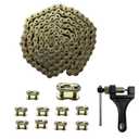 420 Motorcycle Gold Chain 132 Link Standard Roller Chain with Chain Breaker 10 Connecting Master Link for 100cc 110cc 125cc Dirt Pit Bike ATV Quad Go Kart Scooter