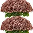 50pcs Dusty Roses Artificial Flowers Bulk,Fake Roses Silk Flower with Stems Realistic Flowers for Wedding Centerpiece Home Party Decor