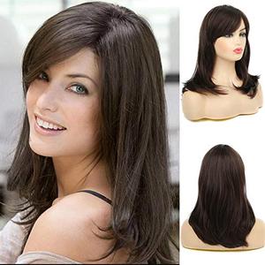 Baruisi Long Layered Brown Wigs for Women Natural Wavy Side Part Synthetic Heat Resistant Hair Wig for Costume and Daily Use 20"