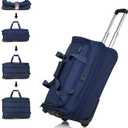 Hanke Expandable Carry On Luggage Suitcases with Wheels Foldable Duffle Bag for Travel Carry On suitcase Weekend Bag for Women MenBlue (20 Inch)