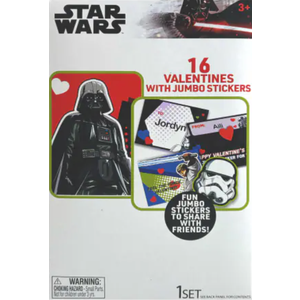 Star Wars 16 Valentines with Jumbo Stickers