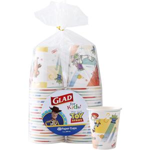 Glad for Kids Disney Pixar Toy Story Disposable Paper Cups, Light Beams - Soak Proof, Kid-Friendly Drinking Cup for Everyday Use, 9 Ounce, 24 Count (Multicolor)