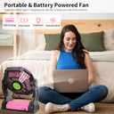 Portable Fan Rechargeable Camping Essentials, Cordless Camping Fan Battery Powered with Led Lights & 360Hook, USB Battery Operated Fans for Women,4 Speeds Tent Portable for Traveling X23 Pink