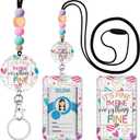 Funny Lanyards for ID Badges and Keys, ID Badge Holder with Silicone Beaded Lanyard Keychain for Women, Teacher, Nurse, Office Name Tag Badge Holder ID Card Holder, Breakaway Badge Lanyard