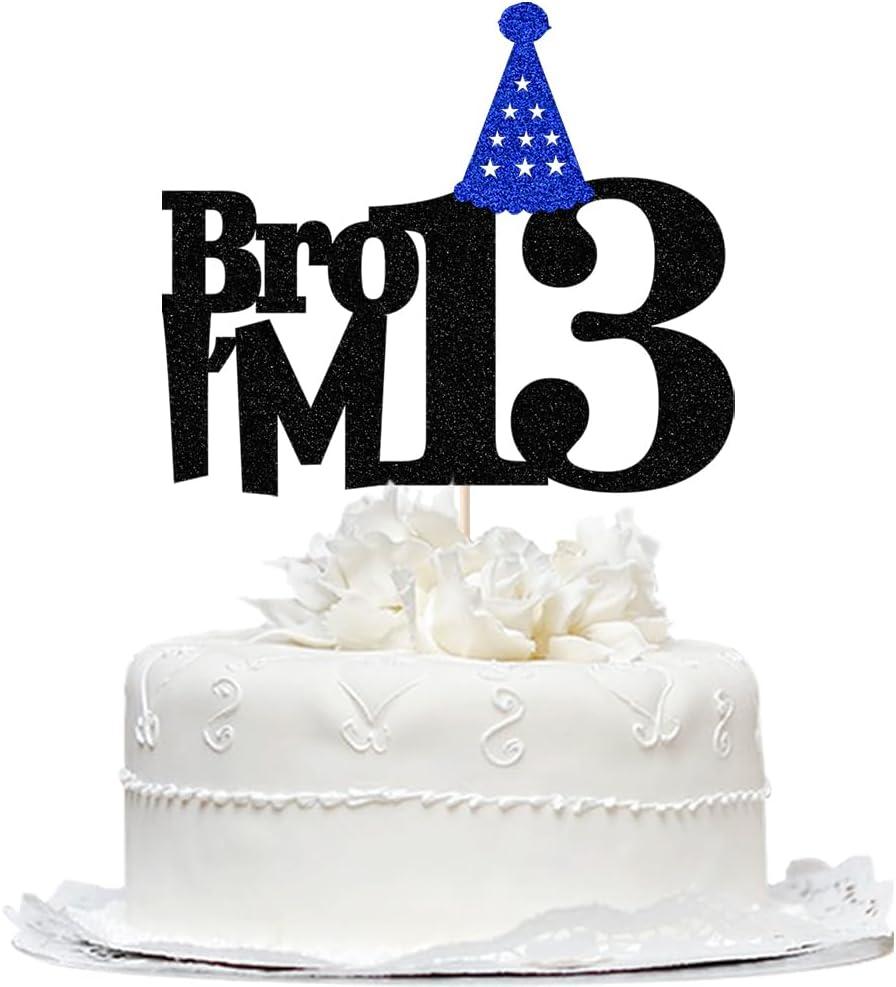 13 Official Teenager Cake Topper,Glitter 13th Birthday Cake Pick Decorations for Teen 13th Party Supplies Boy Birthday Cake Decoration (black)