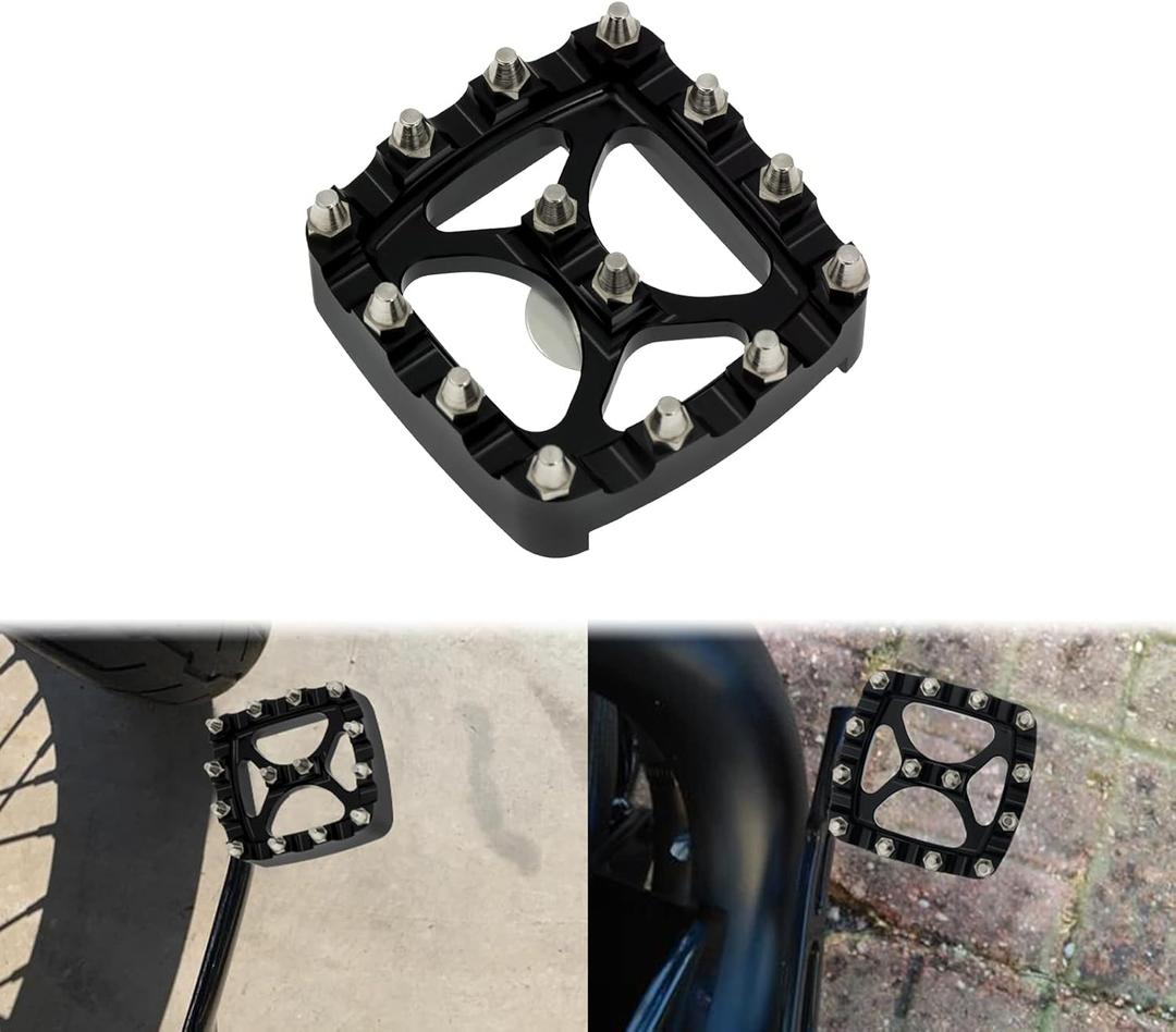 Motorcycle Brake Pedal Pad Cover MX Offroad Mini Foot Pegs Step Plate Fit for Harley Dyna Softail Sportster XL XG (Black)
