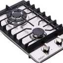 12 Inch Gas Cooktop, 2 Burners Built-in Gas Stovetop Stainless Steel Gas Stove Top Propane/Natural Gas Convertible Sealed Gas Cooktop for RVs, Apartments, Outdoor