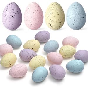 Waipfaru 16 Pcs Easter Eggs, Plastic Easter Decorations, Speckled Easter Table Decor, Easter Centerpiece Table Decorations for Indoor Outdoor Home Vase Filler Basket Spring Party DIY(Pastel Colors) (Blue, Yellow, Purple, Pink)